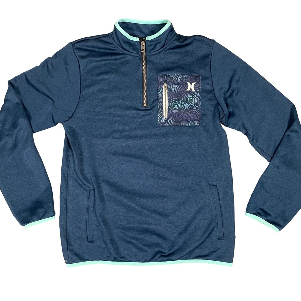 Hurley Youth Boys XL Quarter Zip Pullover Navy Performance Top 13-15